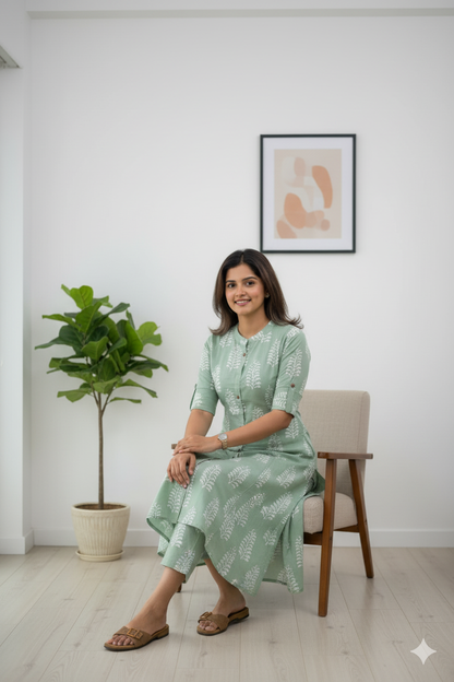 Premium Graceful In Green: Casual Elegance