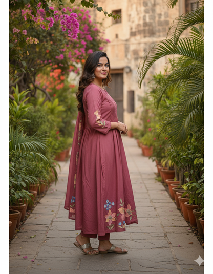 Elegant Rosewood Pleated Kurti