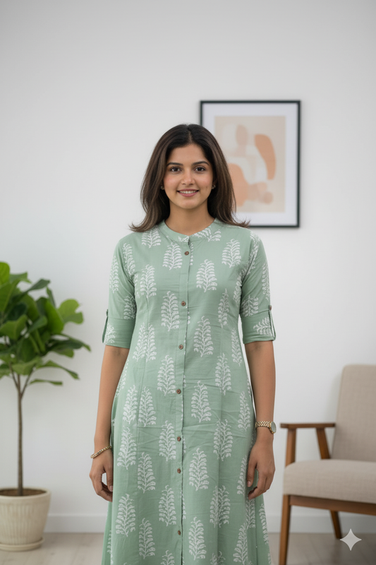 Premium Graceful In Green: Casual Elegance